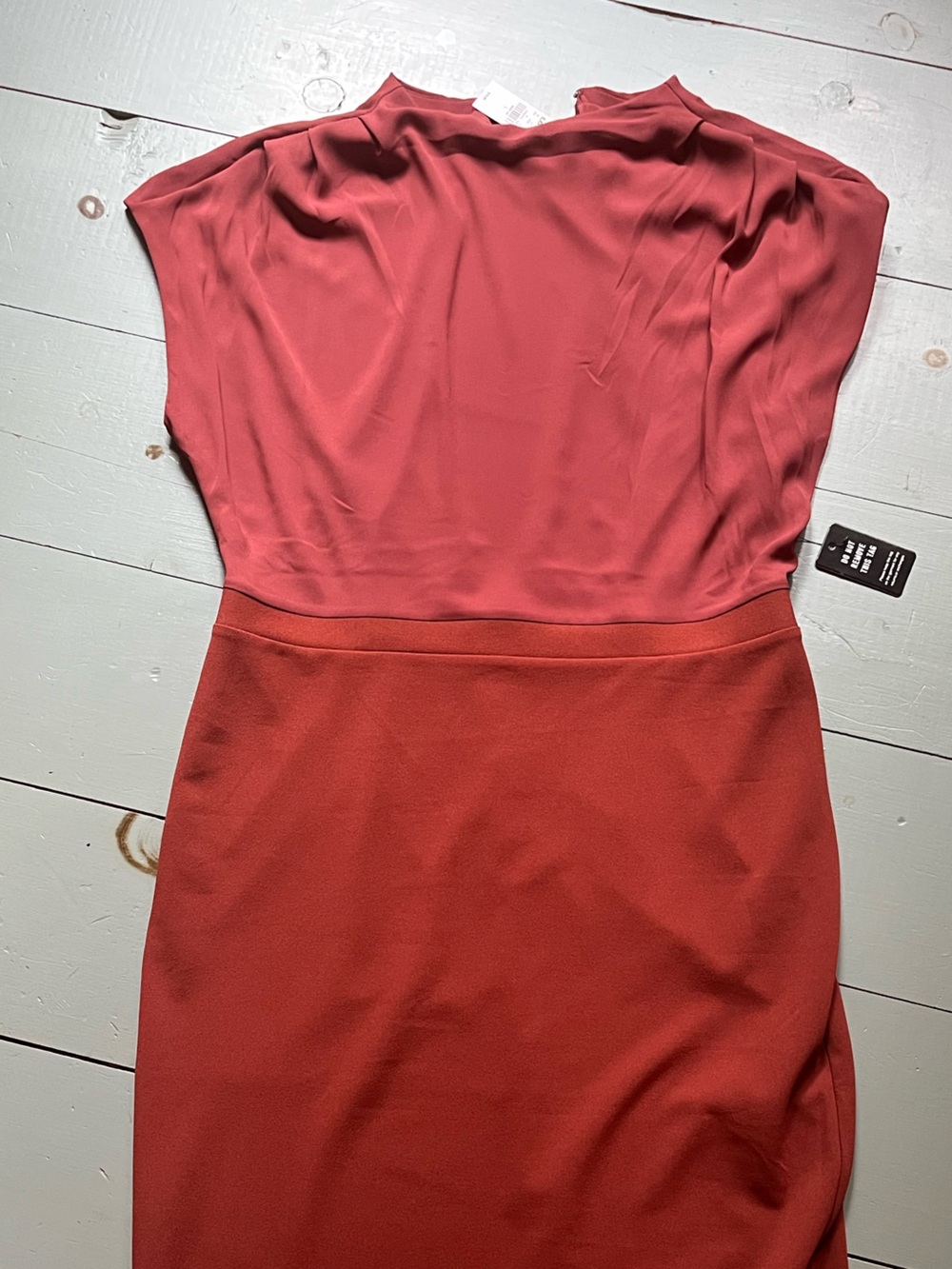 Express Two-Tone Red Midi Sheath Dress